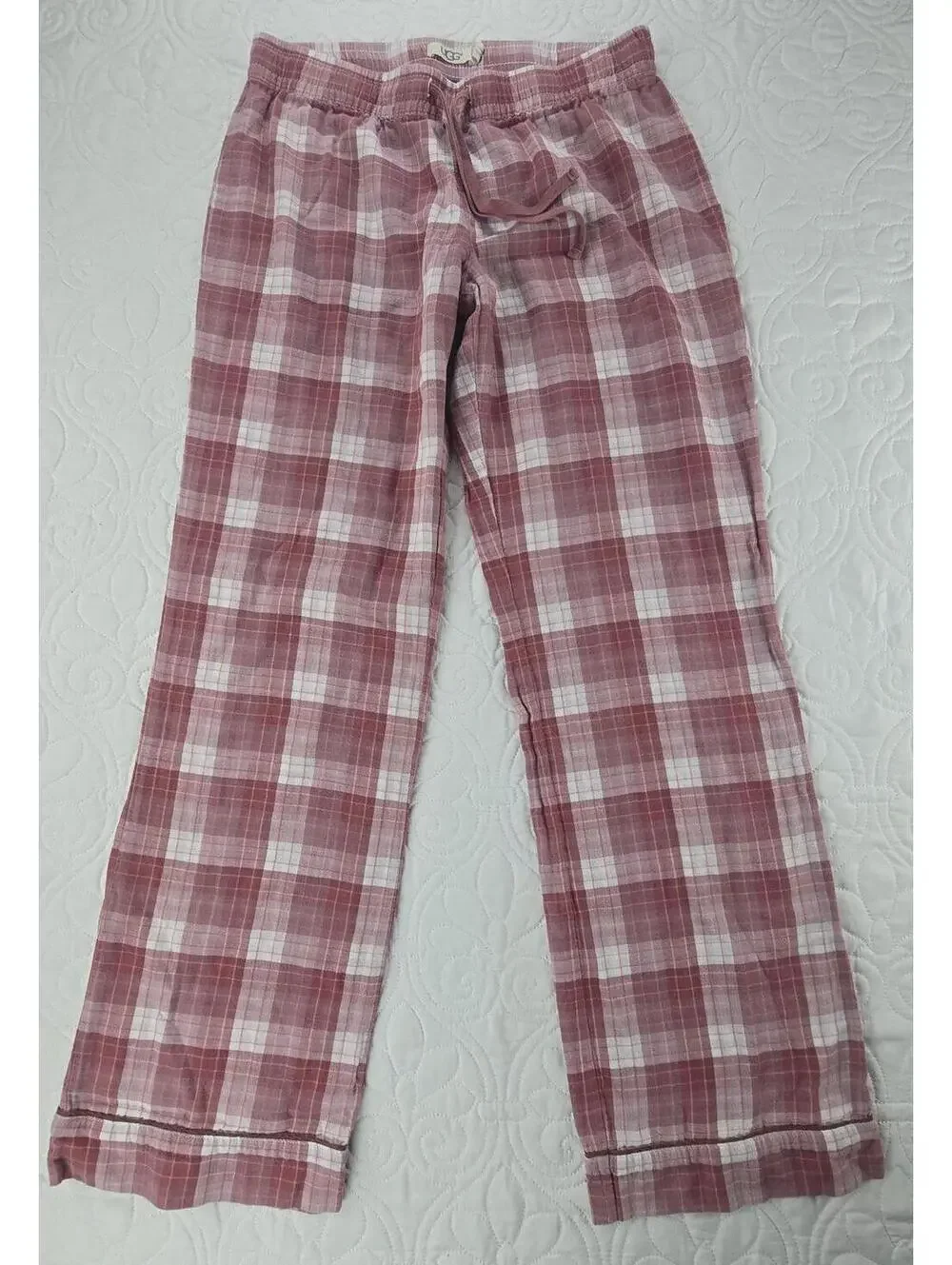 UGG Womens Pink and red Plaid Pajama Lounge Pants XS Drawstring Sleepwear